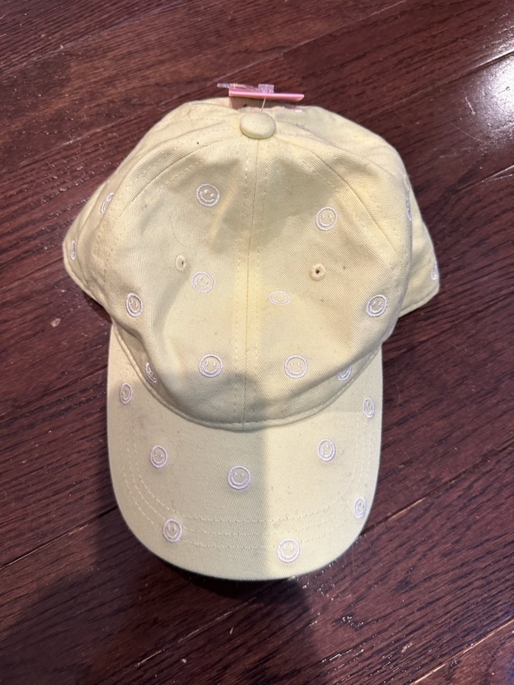 Yellow Smiley Embroidered Baseball Cap - Women